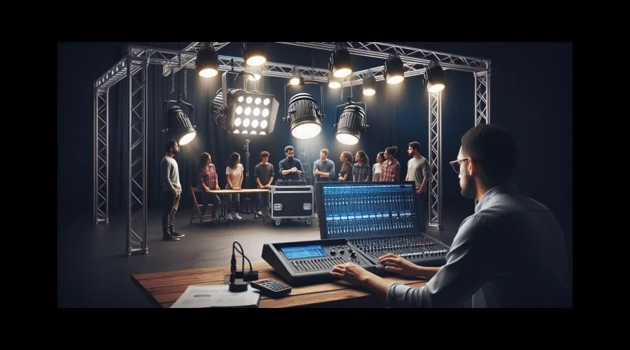 Koncert- és televíziós műsorvilágosító képzés a MODELLO Intézetben — színpadi fényvezérlő pult és lámpapark gyakorlati oktatáson